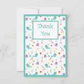 Cute Fish Octopus Mint Green Boy Girl Bedankkaart (Voorkant)