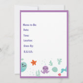 Cute Fish Octopus Mint Green Paars Baby shower Kaart (Achterkant)