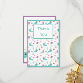 Cute Fish Octopus Mint Groen Jongen Meisje Bedankkaart