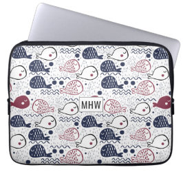 Cute Fish Pattern aangepaste monogram laptophoezen Laptop Sleeve