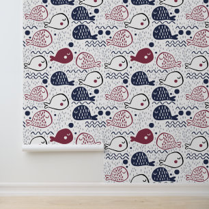 Cute Fish Pattern Behang