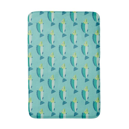 Cute Fish Pattern Blauwgroen Green Badmat (Voorkant Verticaal)