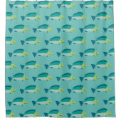 Cute Fish Pattern Blauwgroen Green Douchegordijn (Voorkant)