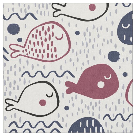 Cute Fish Pattern fabric Stof (Close Up)