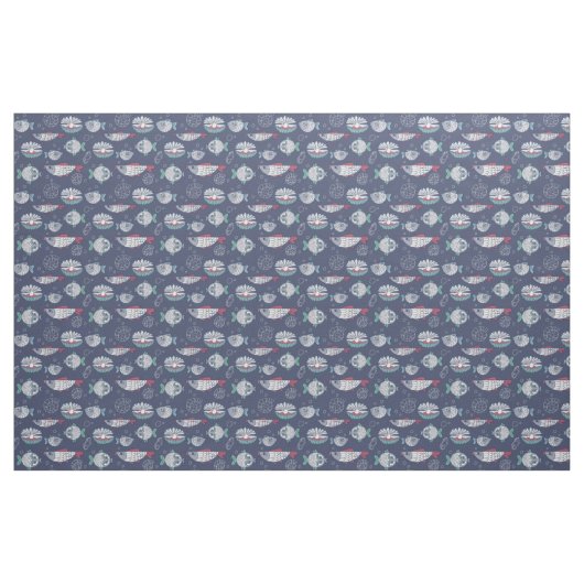 Cute Fish Pattern fabric Stof (Yard (91,4 cm))