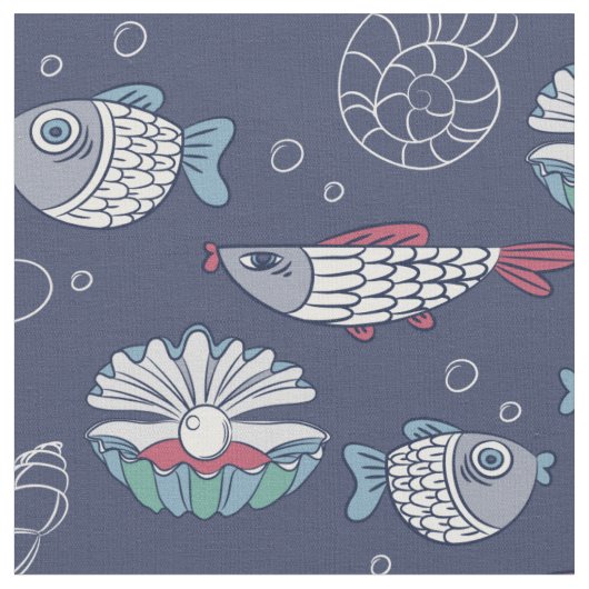 Cute Fish Pattern fabric Stof (Close Up)