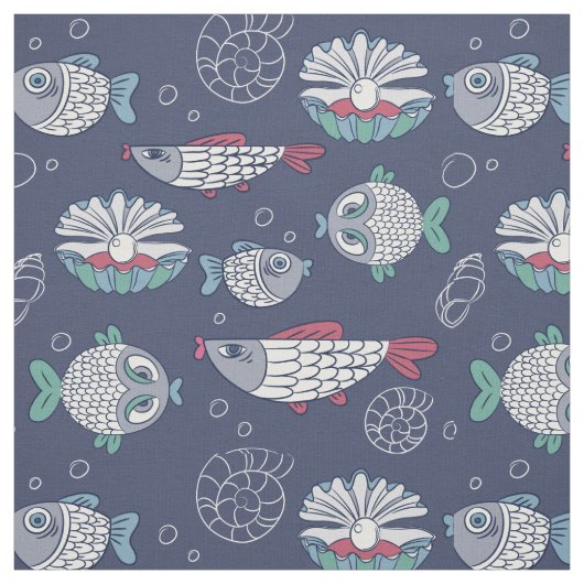Cute Fish Pattern fabric Stof (Swatch)
