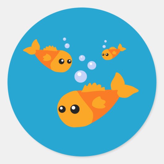 Cute Fish Ronde Sticker (Voorkant)