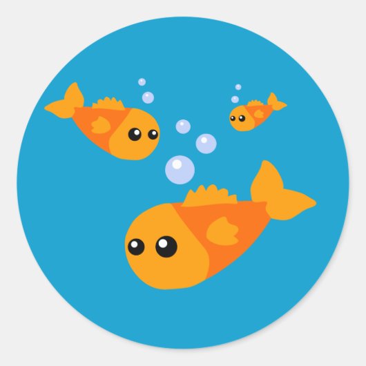 Cute Fish Ronde Sticker (Voorkant)
