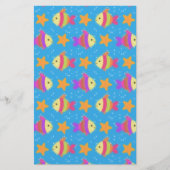 Cute Fish & Starfish Pattern Briefpapier (Voorkant)
