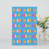 Cute Fish & Starfish Pattern Briefpapier (Staand voorkant)