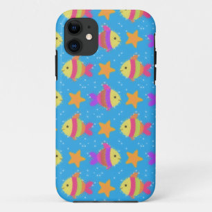 Cute Fish & Starfish Pattern iPhone 11 Hoesje