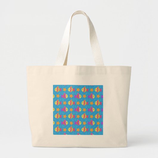 Cute Fish & Starfish Pattern Grote Tote Bag (Voorkant)