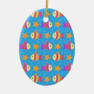 Cute Fish & Starfish Pattern Keramisch Ornament