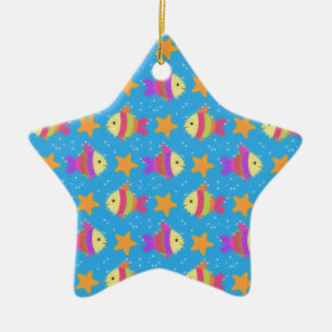 Cute Fish & Starfish Pattern Keramisch Ornament