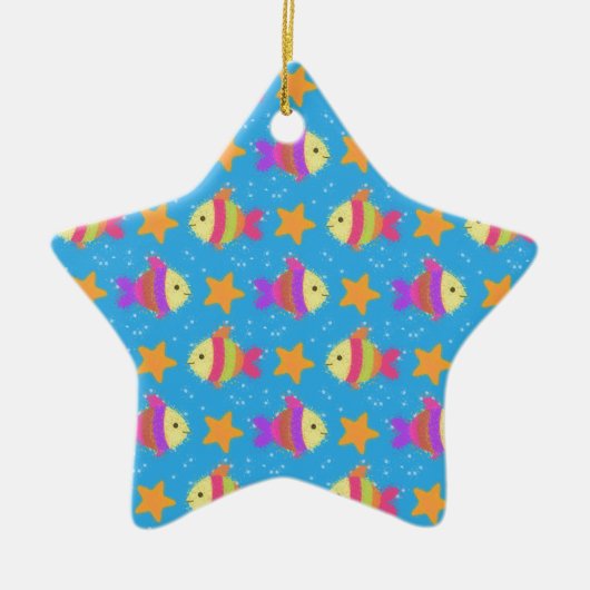 Cute Fish & Starfish Pattern Keramisch Ornament (Voorkant)