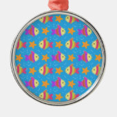 Cute Fish & Starfish Pattern Metalen Ornament (Voorkant)