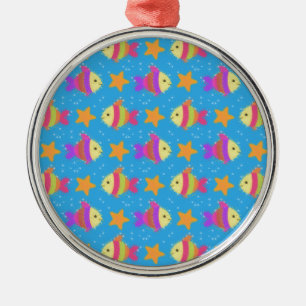 Cute Fish & Starfish Pattern Metalen Ornament