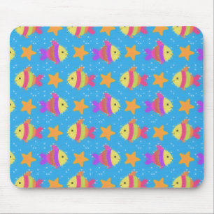 Cute Fish & Starfish Pattern Muismat