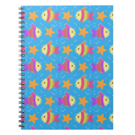 Cute Fish & Starfish Pattern Notitieboek (Voorkant)