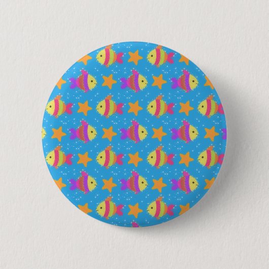 Cute Fish & Starfish Pattern Ronde Button 5,7 Cm (Voorkant)