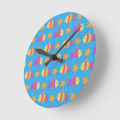 Cute Fish & Starfish Pattern Ronde Klok (Hoek)
