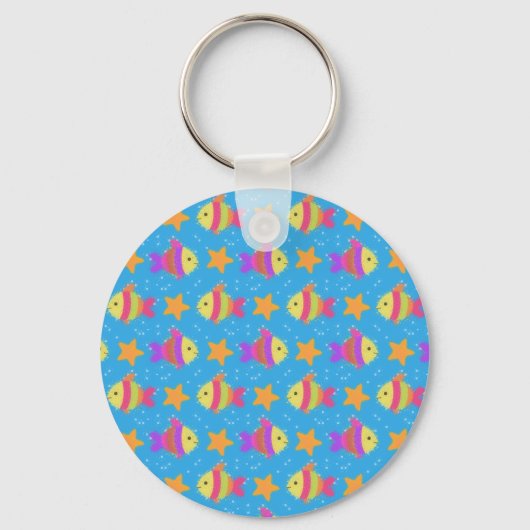 Cute Fish & Starfish Pattern Sleutelhanger (Voorkant)