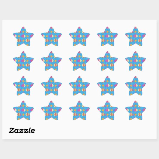 Cute Fish & Starfish Pattern Ster Sticker (Vel)