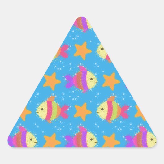 Cute Fish & Starfish Pattern Sticker (Voorkant)