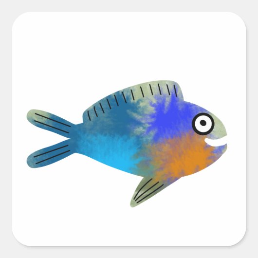 Cute Fish Vierkante Sticker (Voorkant)