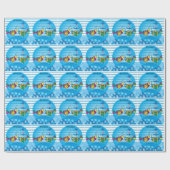 Cute Fishy Bubbles Baby shower Thema Cadeaupapier (Vlak)