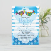 Cute Fishy Bubbles Baby shower Thema Kaart (Staand voorkant)