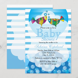 Cute Fishy Bubbles Baby shower Thema Kaart