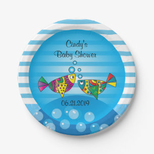 Cute Fishy Bubbles Baby shower Thema Papieren Bordje