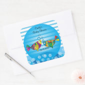 Cute Fishy Bubbles Baby shower Thema Vierkante Sticker (Envelop)