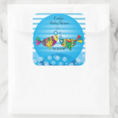 Cute Fishy Bubbles Baby shower Thema Vierkante Sticker (Tas)