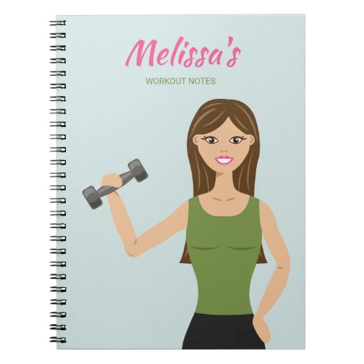 Cute Fitness Girl Drawing Workout Notes Notitieboek (Voorkant)