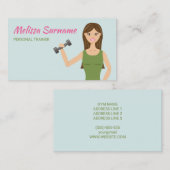 Cute Fitness Girl Illustration Personal Trainer Visitekaartje (Voorkant / Achterkant)