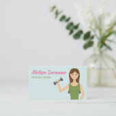 Cute Fitness Girl Illustration Personal Trainer Visitekaartje (Staand voorkant)
