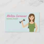 Cute Fitness Girl Illustration Personal Trainer Visitekaartje (Voorkant)