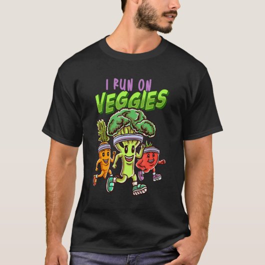 Cute Fitness Trainer ik ren op Veggies Gym Cardio  T-shirt (Voorkant)