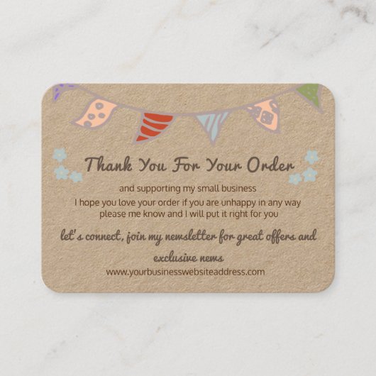 Cute Flag Kraft Bedankt voor je bestelling QR-code Visitekaartje (Voorkant)