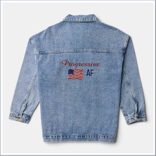 Cute Flag Progressive AF Political T-Shirt Denim Jacket
