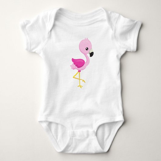 Cute Flamingo, Baby Flamingo, Roze Flamingo, Bird Romper (Voorkant)