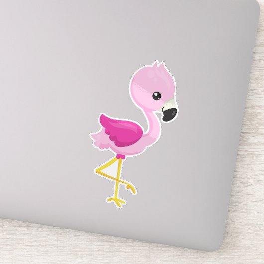 Cute Flamingo, Baby Flamingo, Roze Flamingo, Bird Sticker (Detail)