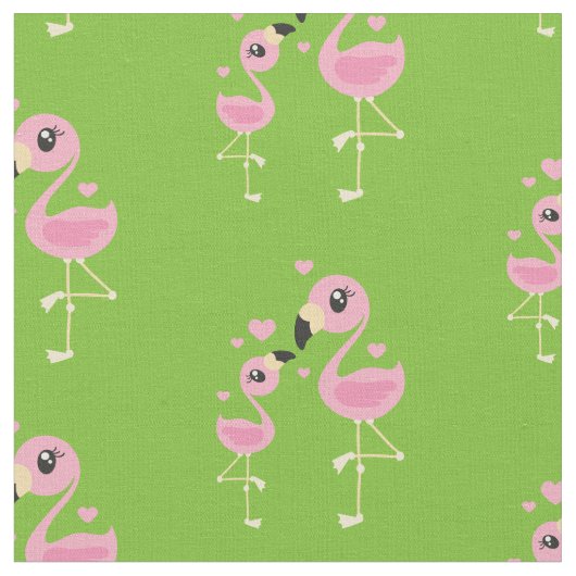 Cute Flamingo Baby Nursery Decor Fabric Stof (Close Up)