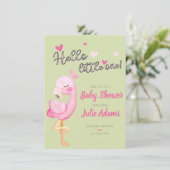 Cute Flamingo Baby shower Invitation for Girl Kaart (Staand voorkant)
