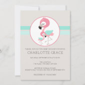 Cute Flamingo Bird Personalized Baby shower Kaart (Voorkant)