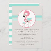 Cute Flamingo Bird Personalized Baby shower Kaart (Voorkant / Achterkant)