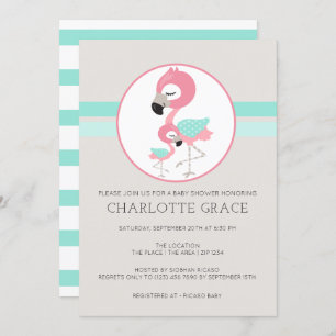 Cute Flamingo Bird Personalized Baby shower Kaart